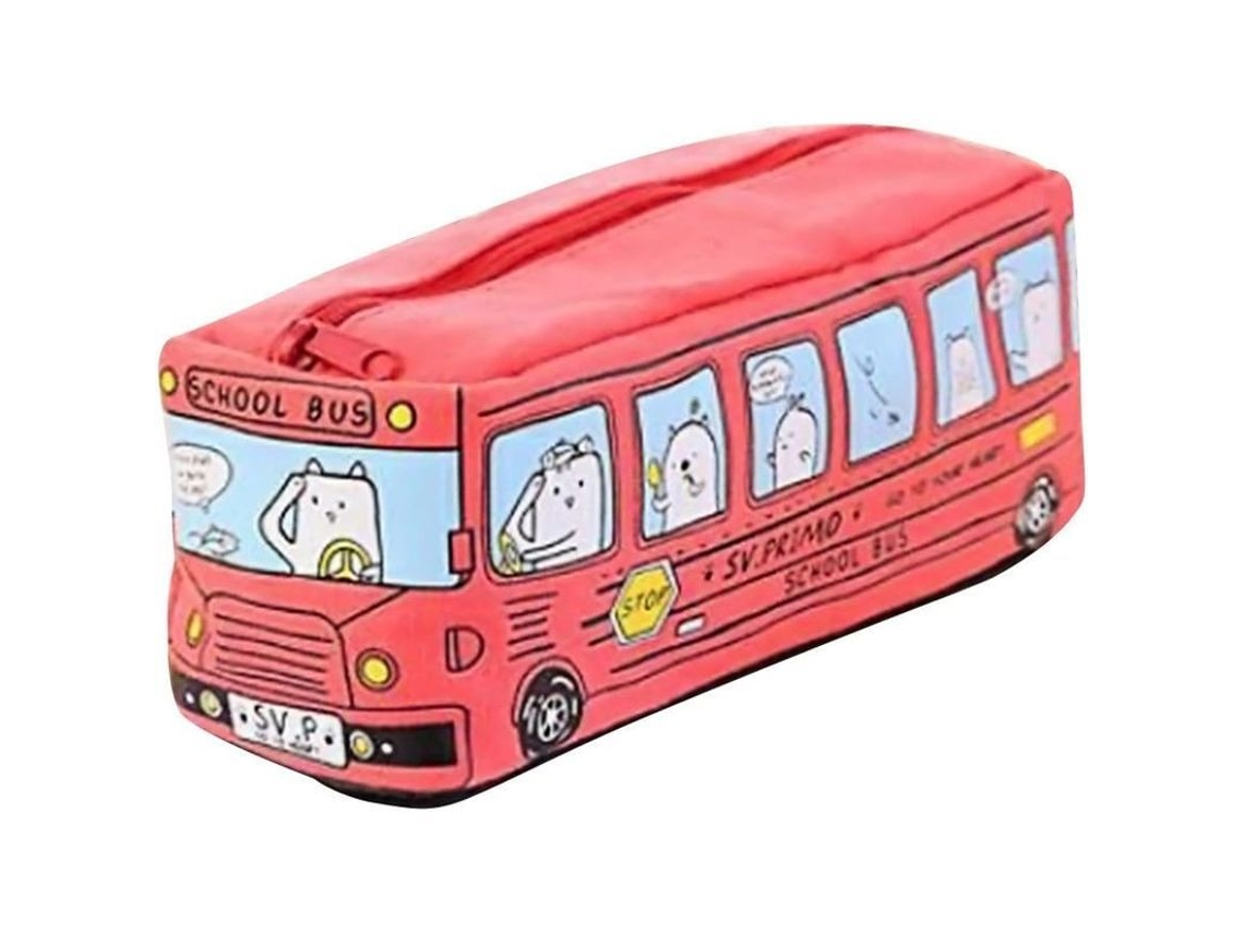2026rebe-bolso Estuche Escolar Autobus De Lona Con Cremallera Para Estudiantes Adolescentes Rojo