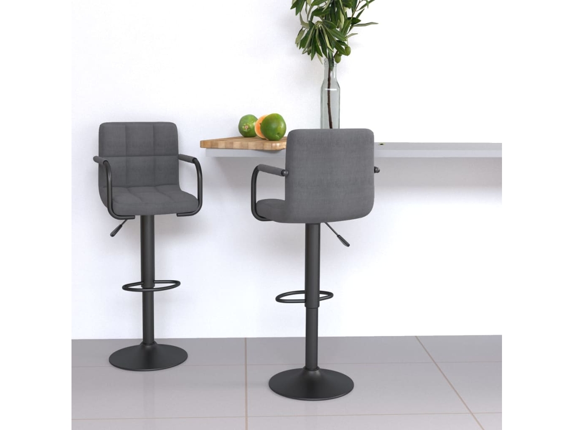 Taburetes de bar 2 piezas Tela gris claro Lovely Home