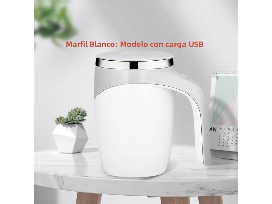 Taza de café recargable automática con agitador magnético y revestimiento de acero inoxidable. MDUG (blanca)
