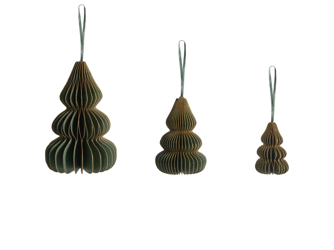 Juego de 19 adornos para árbol de Navidad Orkla Green Paper Beliani