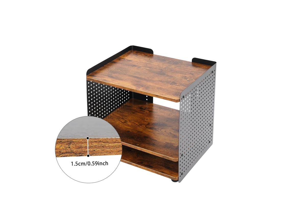Soporte para impresora, diseño de 3 niveles, almacenamiento ajustable, marrón OEM