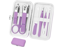 Set De Manicura Linjou 8 En 1, Kit De Uñas Portátil De Viaje, Acero Inoxidable Quirúrgico, Morado.