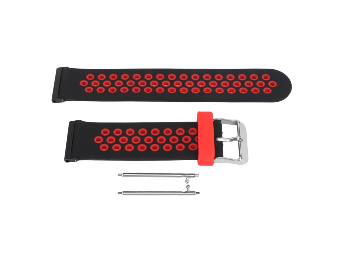 Correa de silicona suave Spartan Hr Baro 24 mm negra y roja ajustable