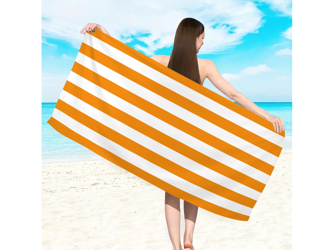Toalla de playa de microfibra a rayas Yuysan, de alta absorción y secado rápido, 150 x 75 cm, modelo St1462, color naranja.