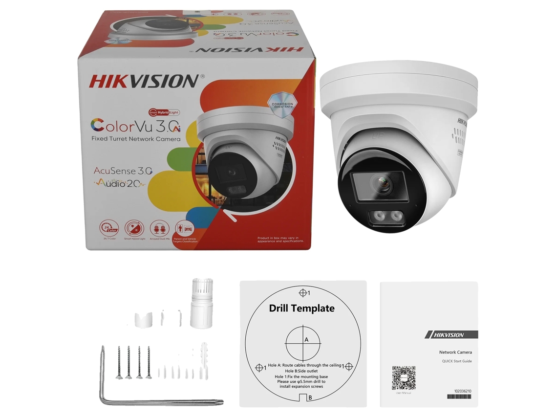 Cámara de red, resolución de 8 MP, funciones de detección por IA, color blanco de 8 MP, 2,8 mm-A