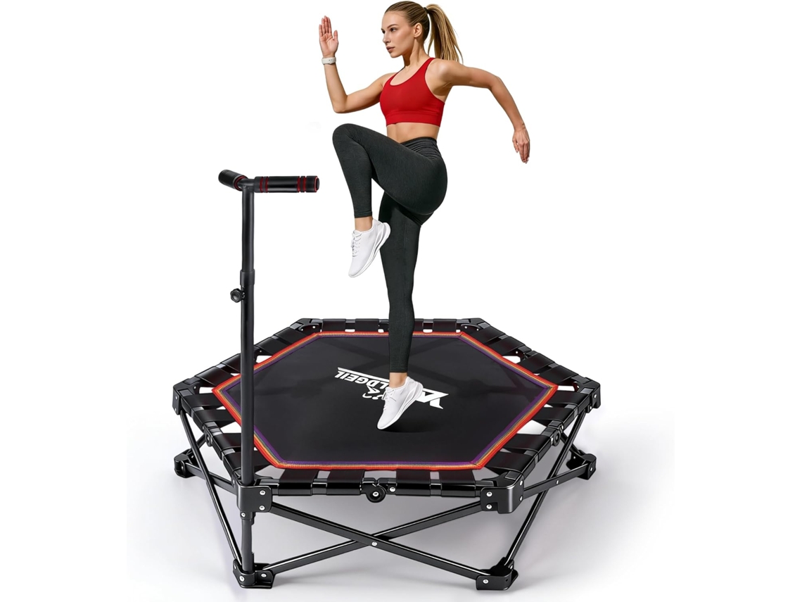 Trampolín De Fitness Plegable De Interior Nettlife - Mini Cama Elástica De Fitness Con Asa Ajustable - Capacidad De Carga De 150 Kg - Ø 86,5 Cm
