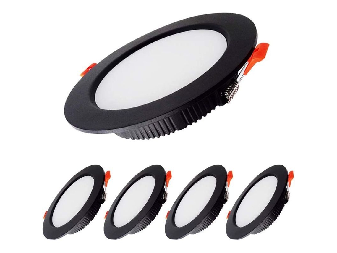 Aplique Led Empotrable De Pared De 7 W, Regulable, Negro, Ultrafino, 230 V, 5 Unidades, 700 Lúmenes, Luz Blanca Fría De 6000 K, Ip44, Clase A