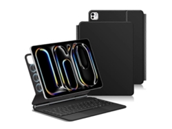 Teclado compatible con iPad Pro 11 (2024) con conexión directa mediante pines inteligentes (distribución alemana) + Funda de piel para tableta