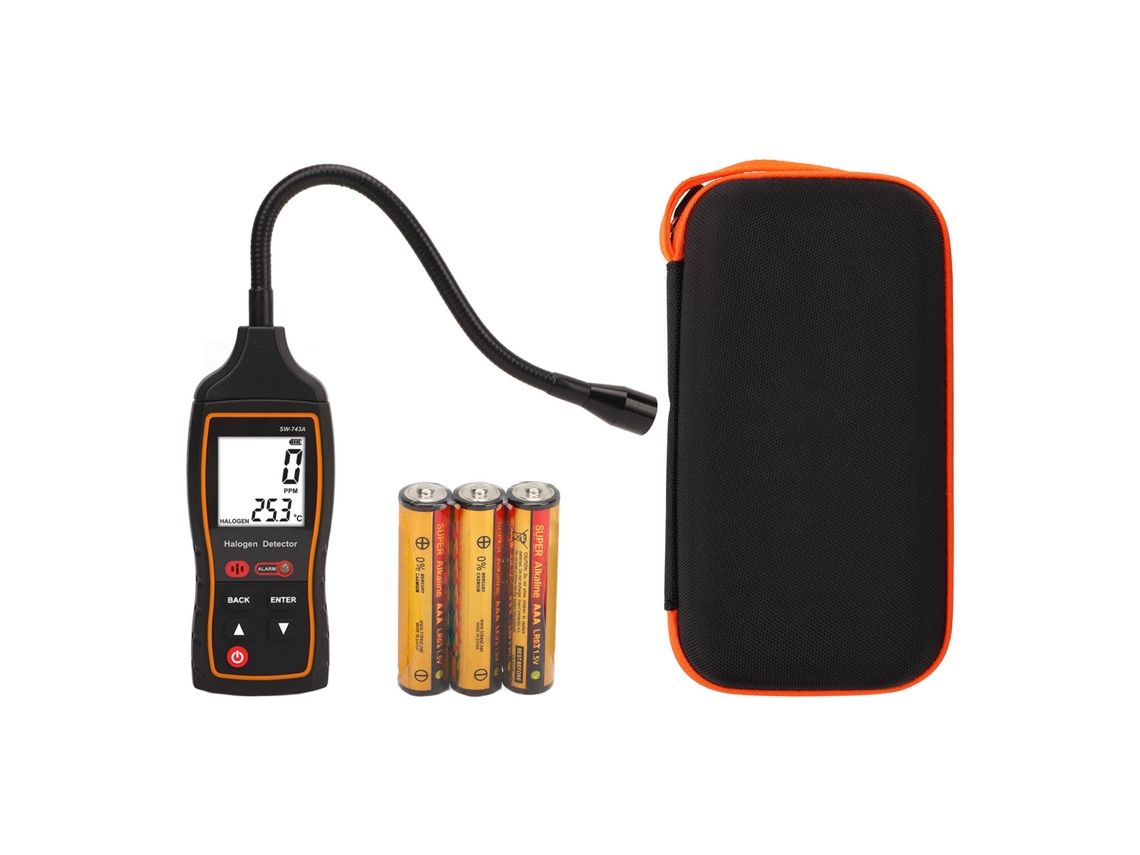 Detector De Gas Halógeno De 0 A 1000 Ppm Con Alarma Sonora, Luz Y Vibración Para Fugas De Gas Refrigerante Freón En Aires Acondicionados.