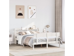 Estructura De Cama Sin Colchón Madera De Pino Blanca 140x200 Cm