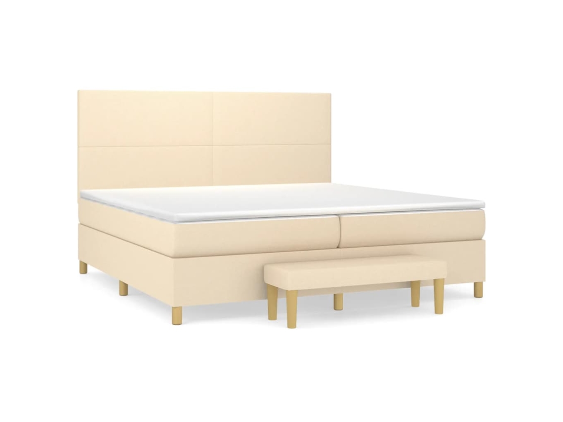 Maison Exclusive - Cama Box Spring Con Colchón Tela Color Crema 200x200 Cm