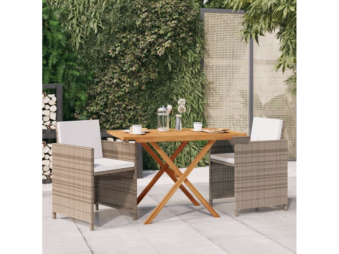 Juego de comedor de jardín con cojines beige, Dkd Home Decor