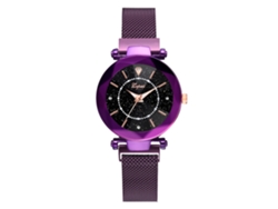 Reloj De Pulsera De Cuarzo Para Mujer Con Diseño De Cielo Estrellado Y Diamantes De Imitación, Color Morado.
