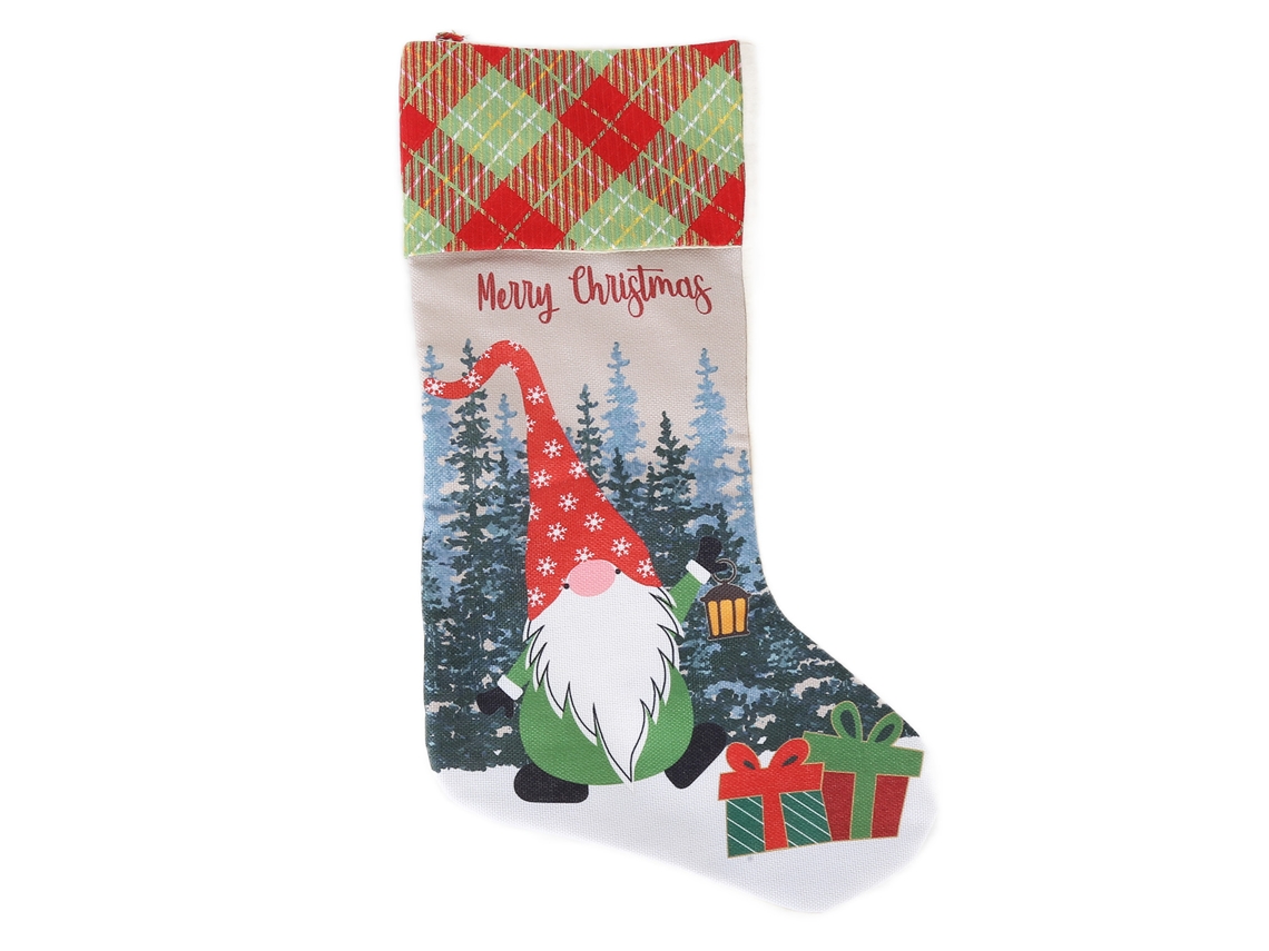 Calcetín navideño decorativo con diseño de muñeca sin rostro, bolsa de regalo para niños