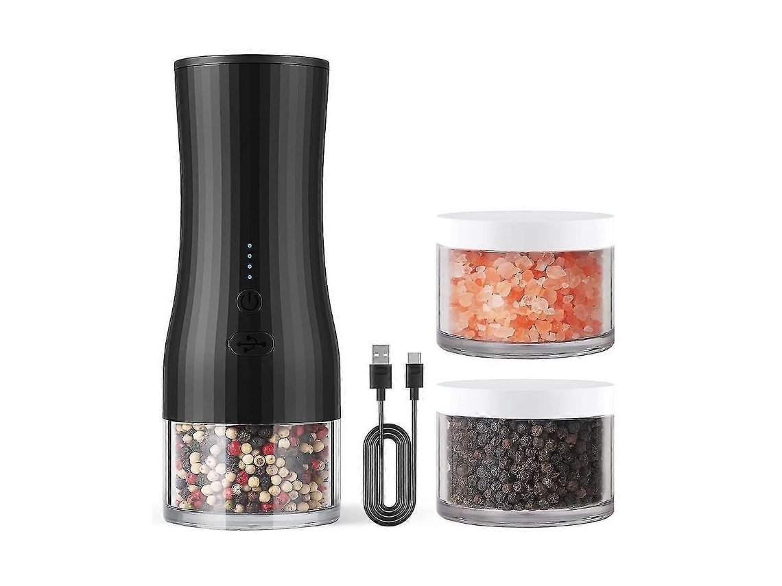 Molinillo de sal y pimienta eléctrico Rosewell con 2 tazas, capacidad de 120 ml, recargable por USB, ajustable