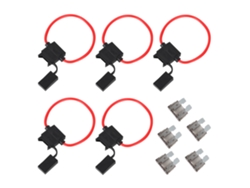 2026dz-Porta Fusibles En Línea 5 Piezas Medium Size 5 Fusibles Hoja Atc/ato 2a Negro Para Coche Boat Rv