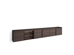 Mueble Tv, Televisión, 309x35x50cm, Para Tv Hasta 80", Led, Roble Oscuro Y Negro