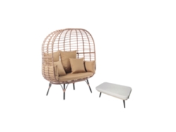 Jane Conjunto De Sillã³n Y Reposapiã©s Efecto Ratã¡n Con Cojã­n Beige