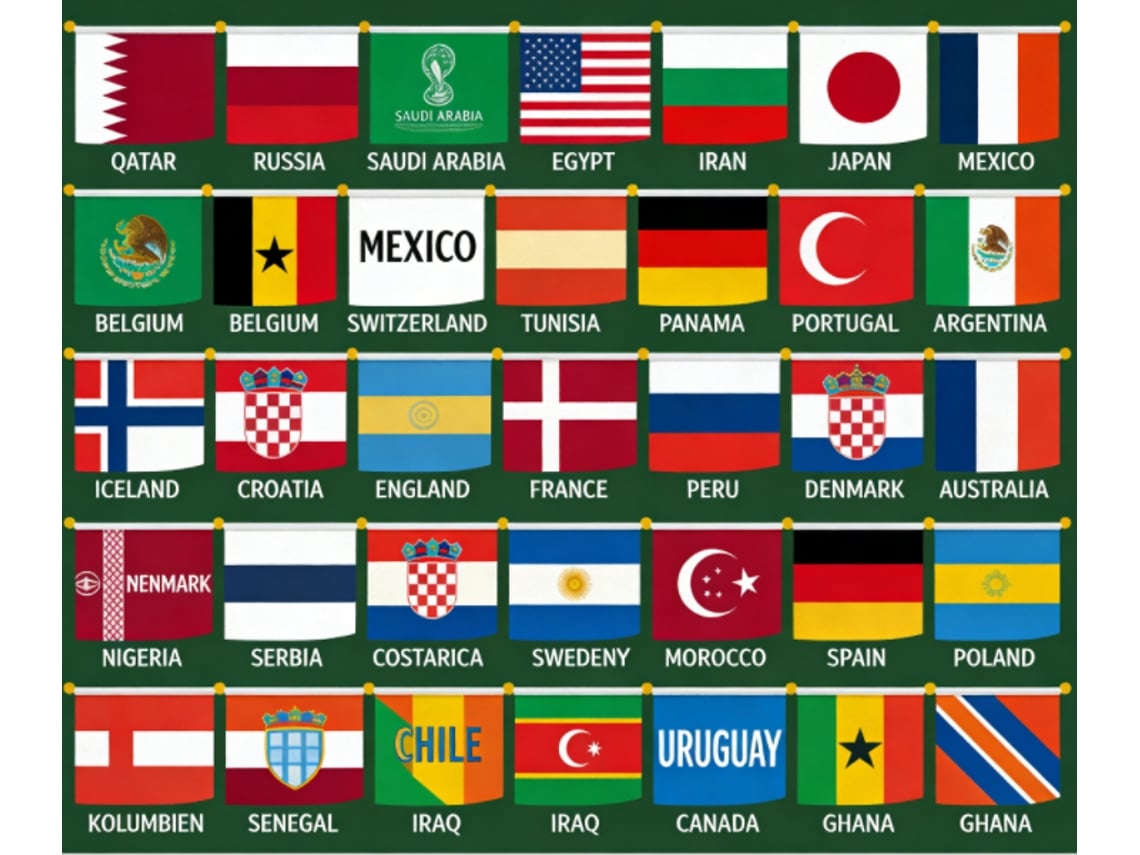 Bandeira Da Copa Do Mundo De 2026: Decorada Com As Bandeiras De Todos Os Times, É A Escolha Para Festas