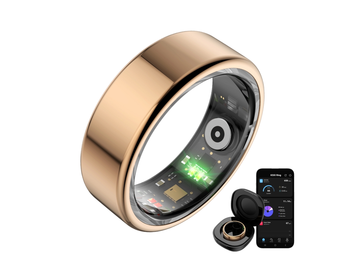 Anillo inteligente Ksix Saturn, talla XXS, batería de 3 días, actividad y salud, monitor de sueño, 5 ATM, dorado