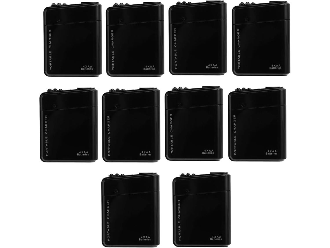 10 Pilas Aa Negras, Cargador Portátil Usb De Emergencia Para Teléfonos Móviles.
