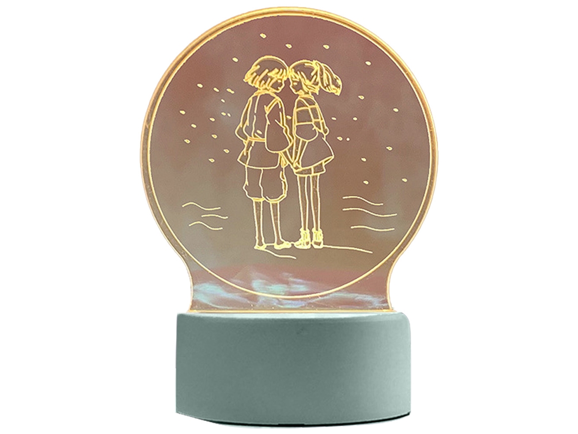 Luz Noturna 3D Con Bateria Usb - Luz Amarela Quente De Dupla Finalidade - Boas Namoradas JEIIBRZUI