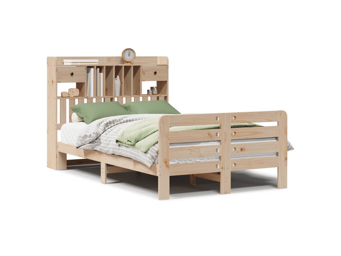 Maison Exclusive - Cama Con Estantería Sin Colchón Madera Maciza De Pino 135x190cm