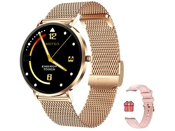 Reloj inteligente T8Pro ultrafino de acero con pantalla AMOLED de 1,32" y funciones de salud en oro rosa