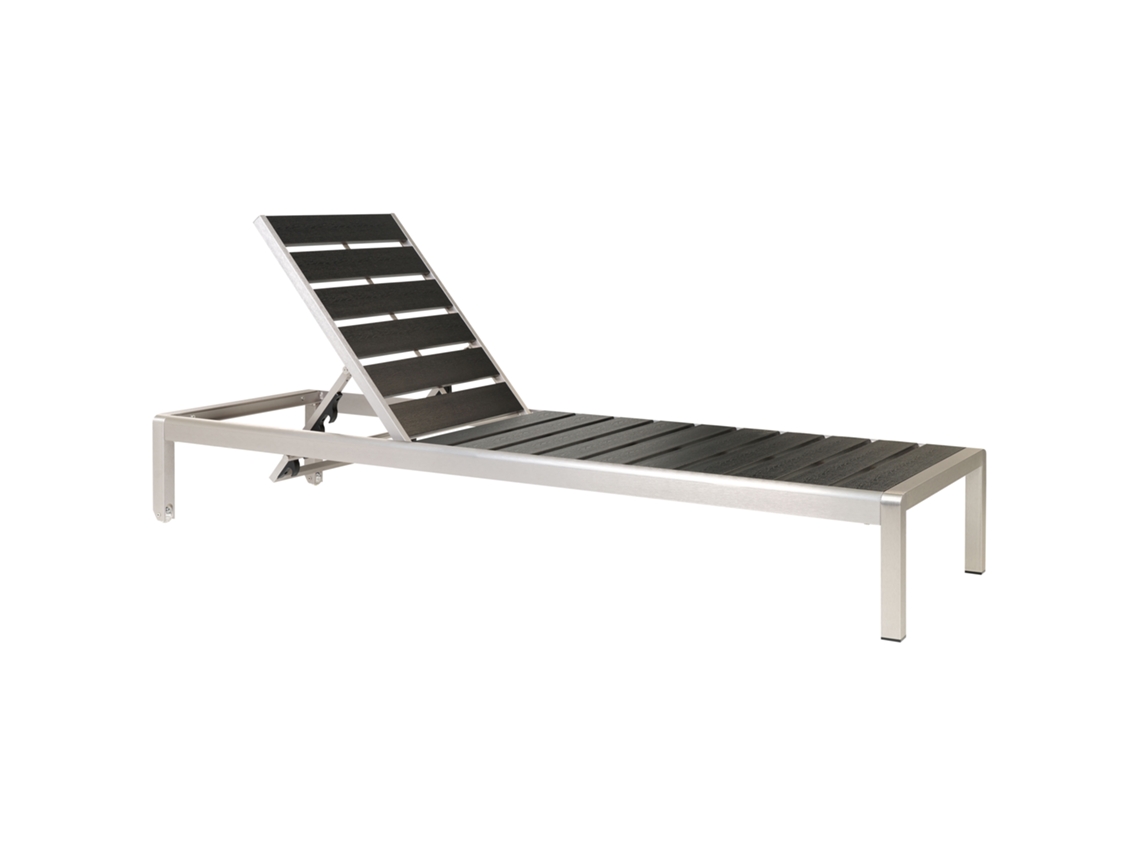 Tumbona de exterior BELIANI Nardo de Aluminio, Madera plástica Negro 64x198x93