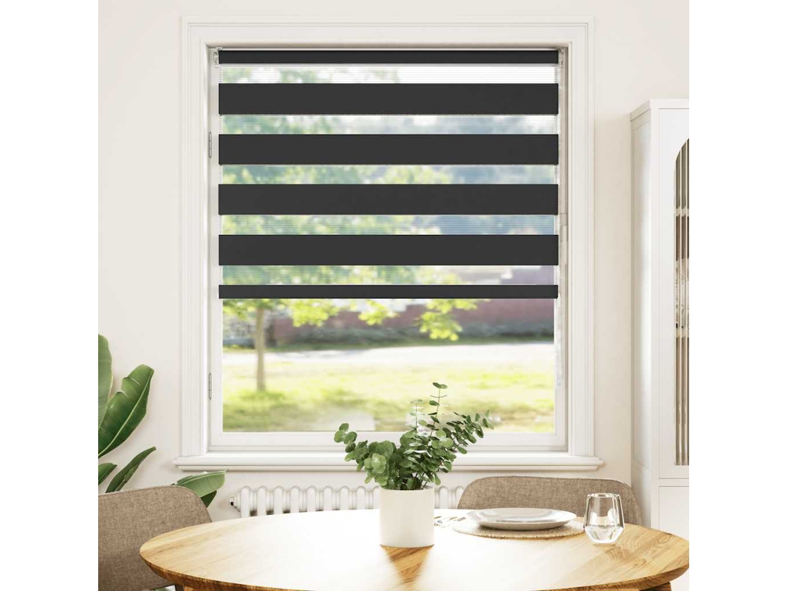 Maison Exclusive - Estor Cebra Negro 100x100 Cm Tejido Ancho 95,9 Cm Poliéster
