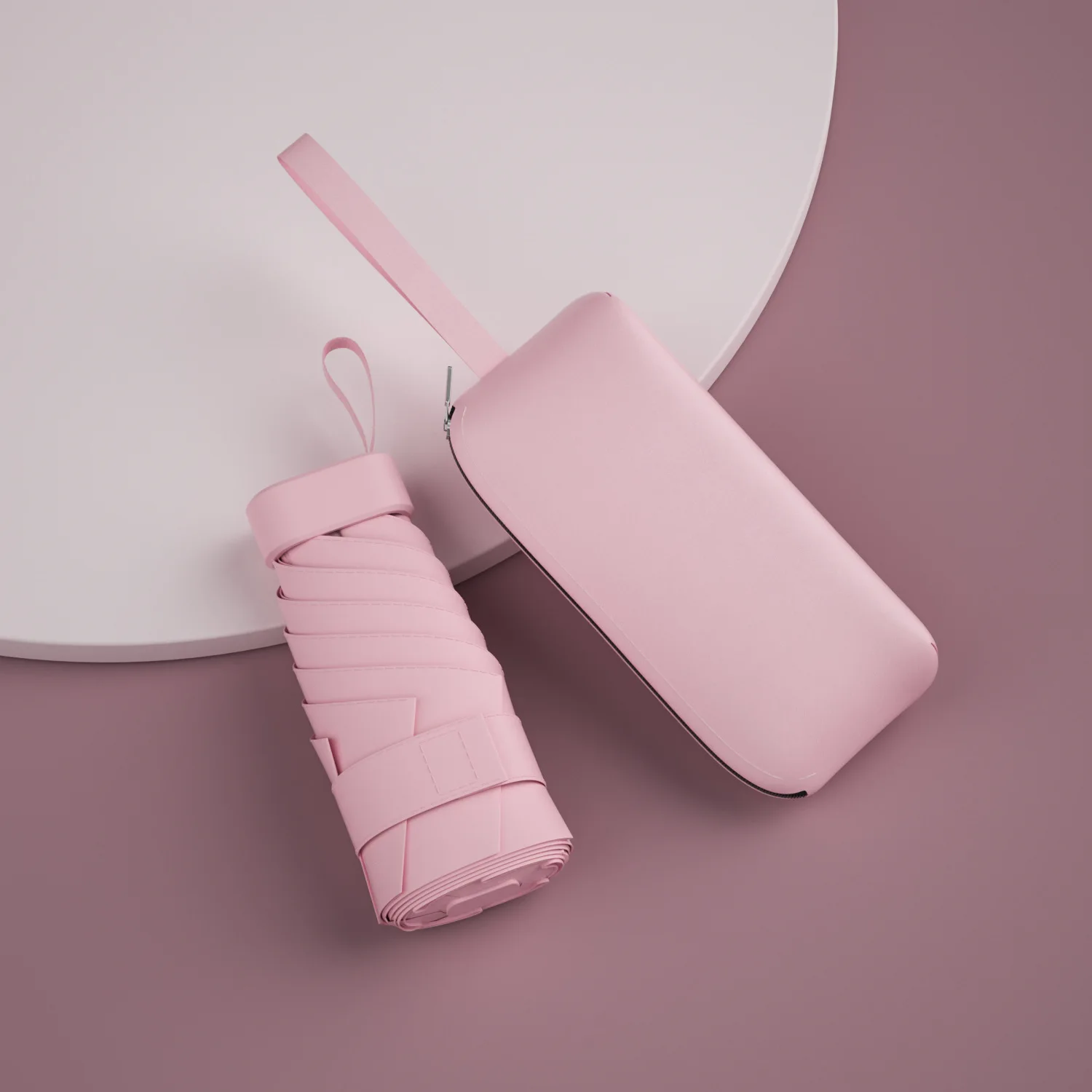 Mini paraguas cápsula para mujer, protección UV MDUG (rosa)