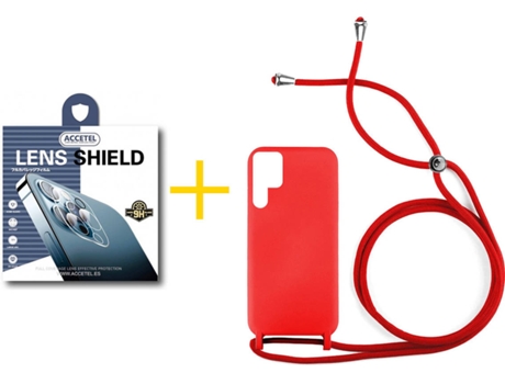Carcasa + 1 Protector de Cámara para Samsung Galaxy S22 Ultra 5G ACCETEL Rojo