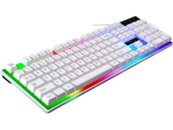 Teclado Usb Compacto Con Cable, Retroiluminado En Blanco, Para Portátil O Ordenador De Sobremesa.