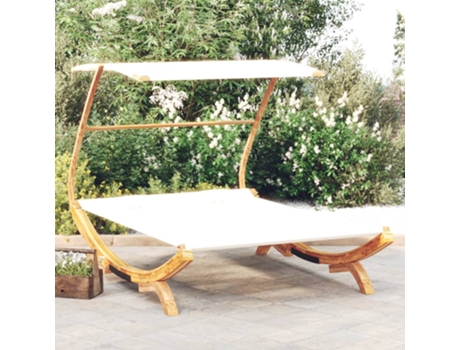 MAISON EXCLUSIVE - Tumbona con dosel madera maciza curvada crema 165x203x138 cm