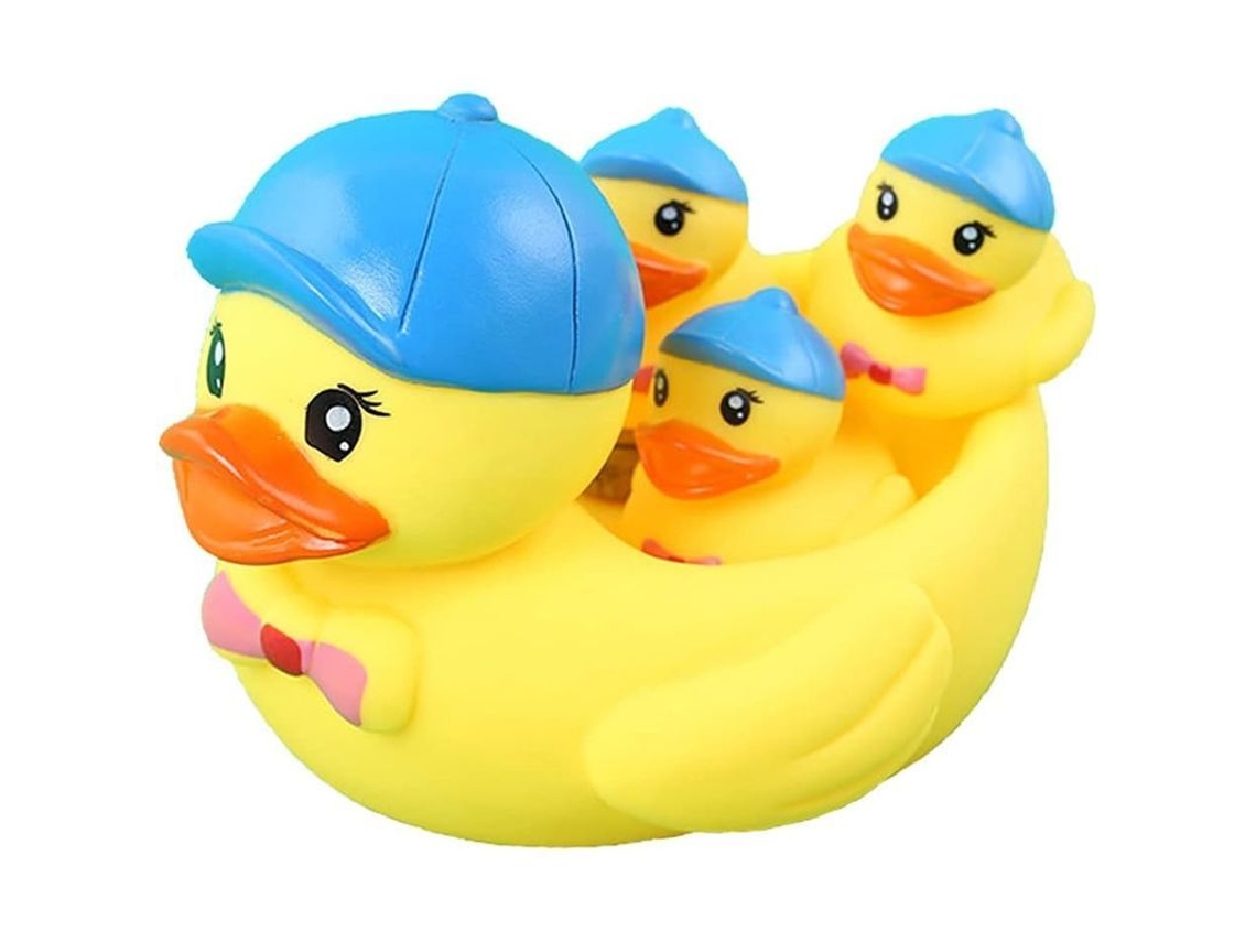 Juego De 4 Patitos De Goma Para El Baño De La Familia: Flotan Y Emiten Sonidos Para Bebés Y Niños En Edad Preescolar (amarillo).