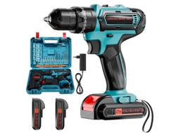 Taladro inalámbrico 21V con 2 baterías y cargador. Mandril 3/8". Kit eléctrico.