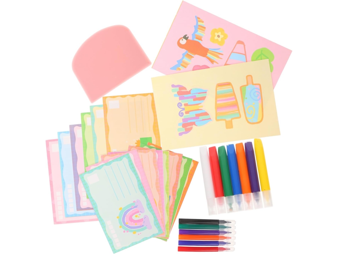 Papel Para Rascar Arcoíris, Pintura De Colores, Bloc De Notas Diy Para Niño Y Niña