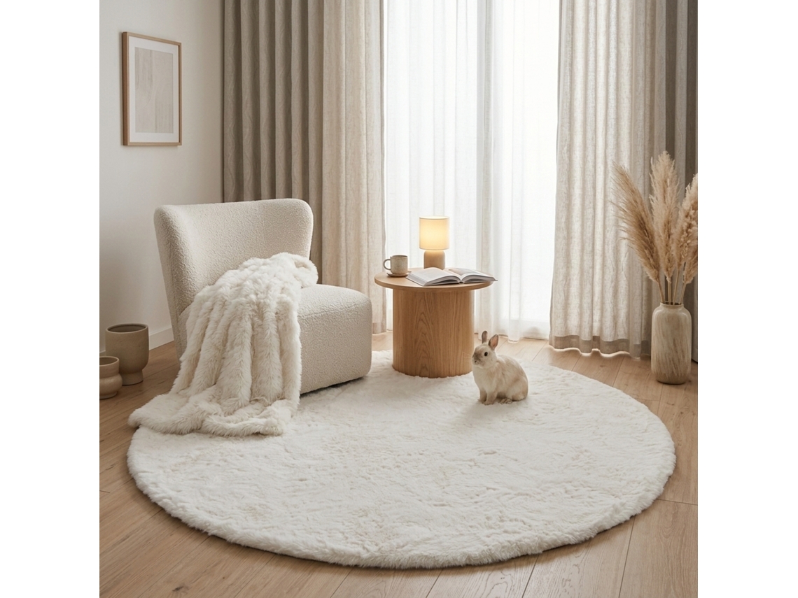 Consilio Concept Alfombra De Piel Sintética Cloud Super Soft 160x160 Cm Marfil