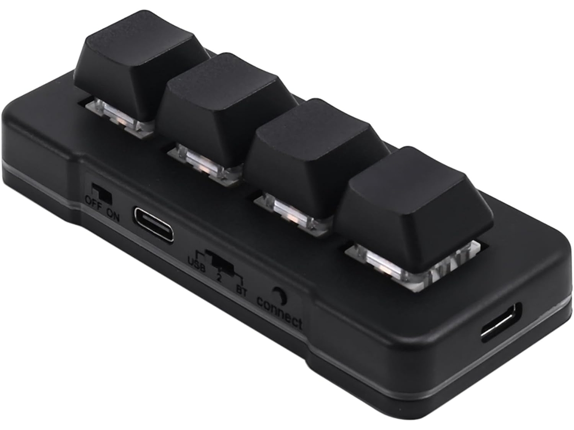 Teclado Personalizado Mini Mk424pro Con 4 Teclas + Interruptor Usb + Bluetooth + 2 Puertos 4g Para Escritorio, Juegos Y Multimedia.