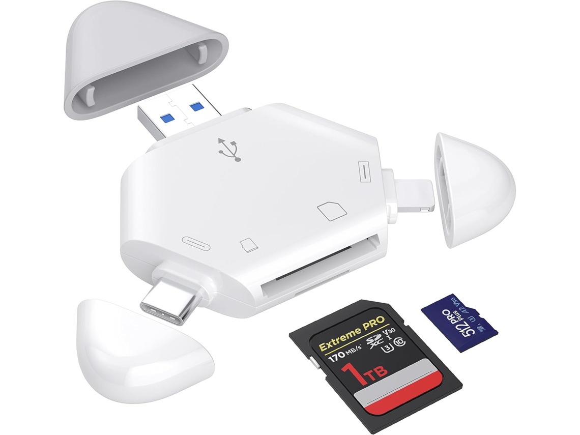 Adaptador magnético 3 en 1 para lector de tarjetas Lightning/Tipo C a SD/TF Cuich
