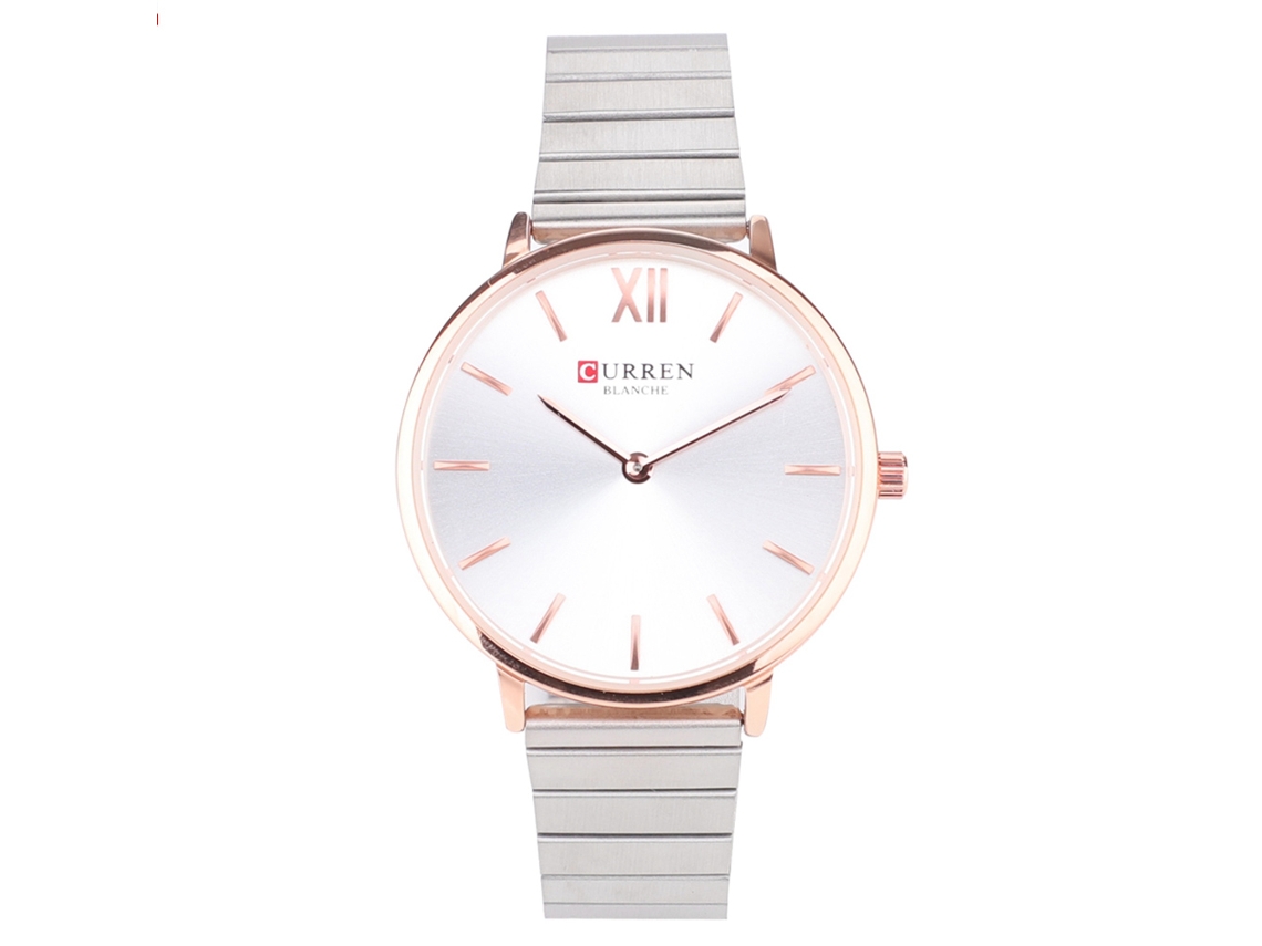 Reloj De Pulsera Analógico De Cuarzo Redondo De Aleación Para Mujer, Oro Rosa Y Blanco.