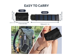 Cargador solar portátil de 12 W con 2 puertos USB, resistente al agua para camping.