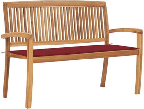 Banco de exterior VIDAXL Rojo Teca (128.5x57.5x90 cm)