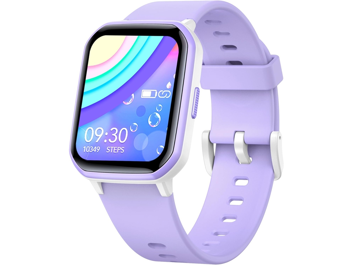 Reloj inteligente infantil morado con pantalla personalizable de 1,5 pulgadas, monitor de ritmo cardíaco y sueño, 19 modos, contador de calorías, IP68, 6+ ZYBLSSBB
