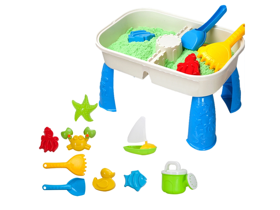 Mesa De Actividades De Arena Y Agua Para Niños Con 9 Juguetes De Playa.