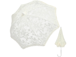 Sombrilla De Encaje Blanco Para Bodas, Bordado Elegante, Decoración Encantadora Y Accesorio Para Fotos.