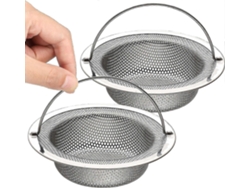 Desagüe de acero inoxidable para fregadero de cocina con asa y orificios densos, 11 cm, 2 unidades.