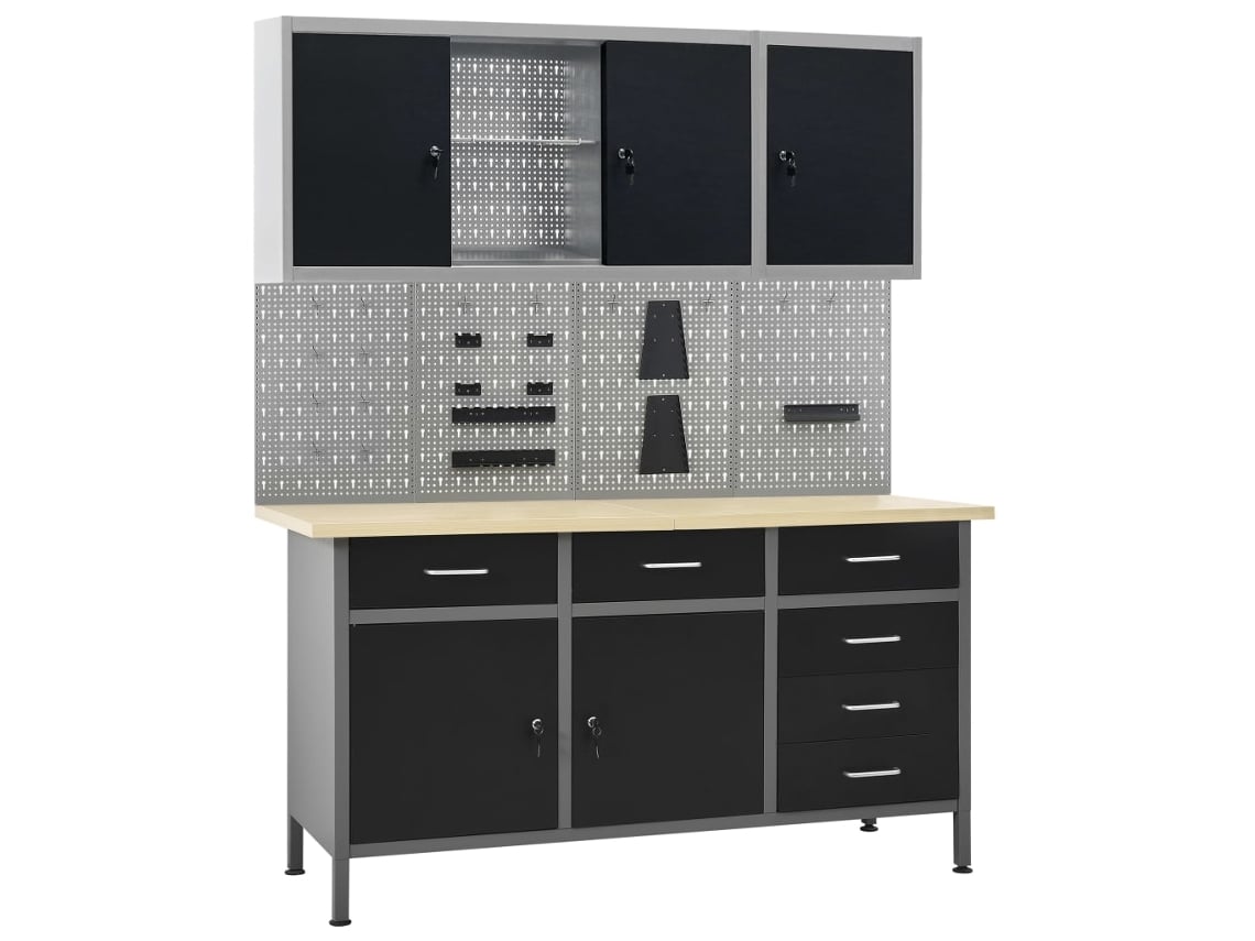 Banco de trabajo con 4 paneles de pared y 2 armarios DKD HOME DECOR