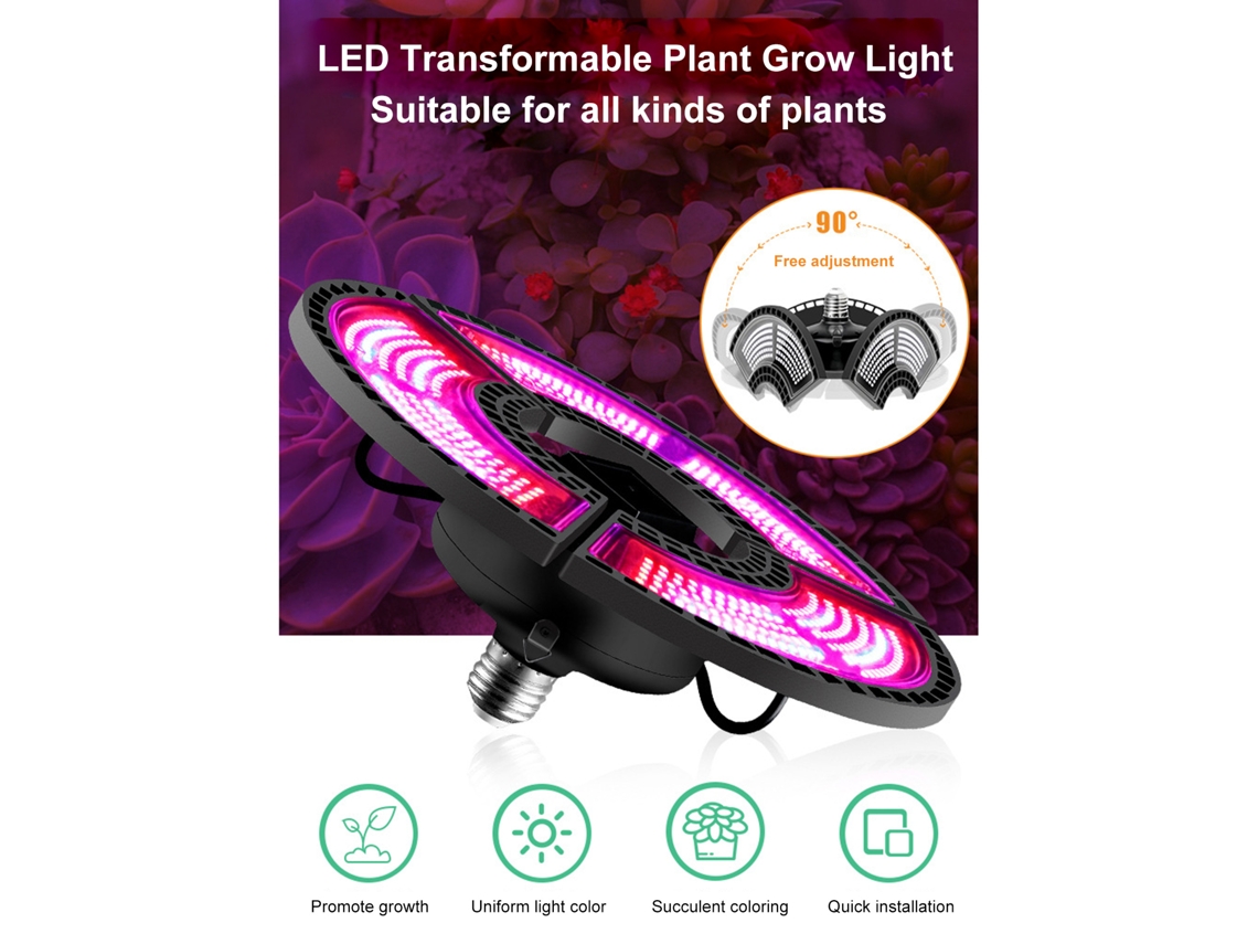 Lámpara de cultivo LED plegable de tres hojas BJ-Convertible, resistente al agua, para plantas, semillas y flores.