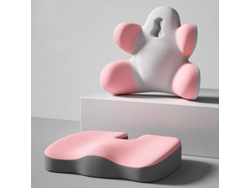 Almohada Ergonómica De Apoyo Lumbar Con Cojín De Espuma Viscoelástica, Rosa Y Gris Gertiz